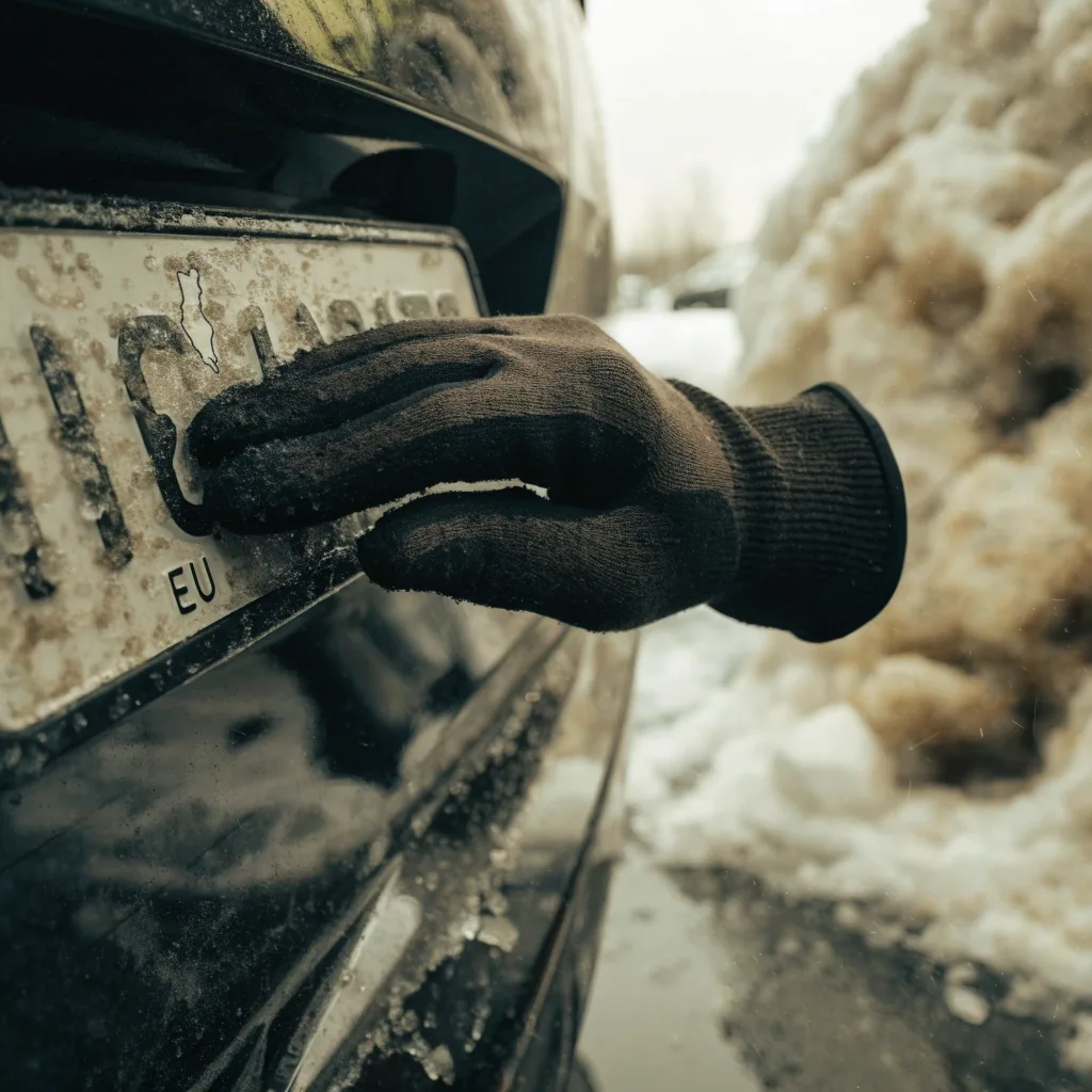 Auto pysäköitynä auratulle talvipysäkille hämärässä