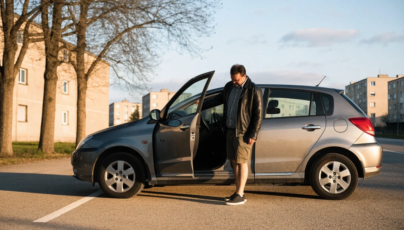 Rauhallinen tamperelainen katu iltapäivän valossa ja pysäköity auto